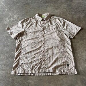Koppen Mens Large‎ Outdoor Hiking Button Down Shirt Cream Gingham Short Sleeve